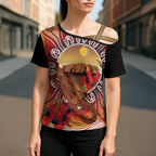 Indigenous Goanna Australia Cross Shoulder Shirt Aussie Uluru Ayers Rock Sturt's Desert Pea