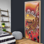 Indigenous Goanna Australia Door Cover Aussie Uluru Ayers Rock Sturt's Desert Pea
