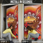 Indigenous Goanna Australia Door Cover Aussie Uluru Ayers Rock Sturt's Desert Pea