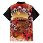 Indigenous Goanna Australia Family Matching Long Sleeve Bodycon Dress and Hawaiian Shirt Aussie Uluru Ayers Rock Sturt's Desert Pea