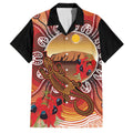 Indigenous Goanna Australia Family Matching Off Shoulder Short Dress and Hawaiian Shirt Aussie Uluru Ayers Rock Sturt's Desert Pea