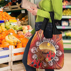 Indigenous Goanna Australia Grocery Bag Aussie Uluru Ayers Rock Sturt's Desert Pea