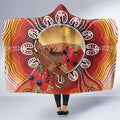 Indigenous Goanna Australia Hooded Blanket Aussie Uluru Ayers Rock Sturt's Desert Pea
