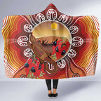Indigenous Goanna Australia Hooded Blanket Aussie Uluru Ayers Rock Sturt's Desert Pea