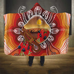 Indigenous Goanna Australia Hooded Blanket Aussie Uluru Ayers Rock Sturt's Desert Pea
