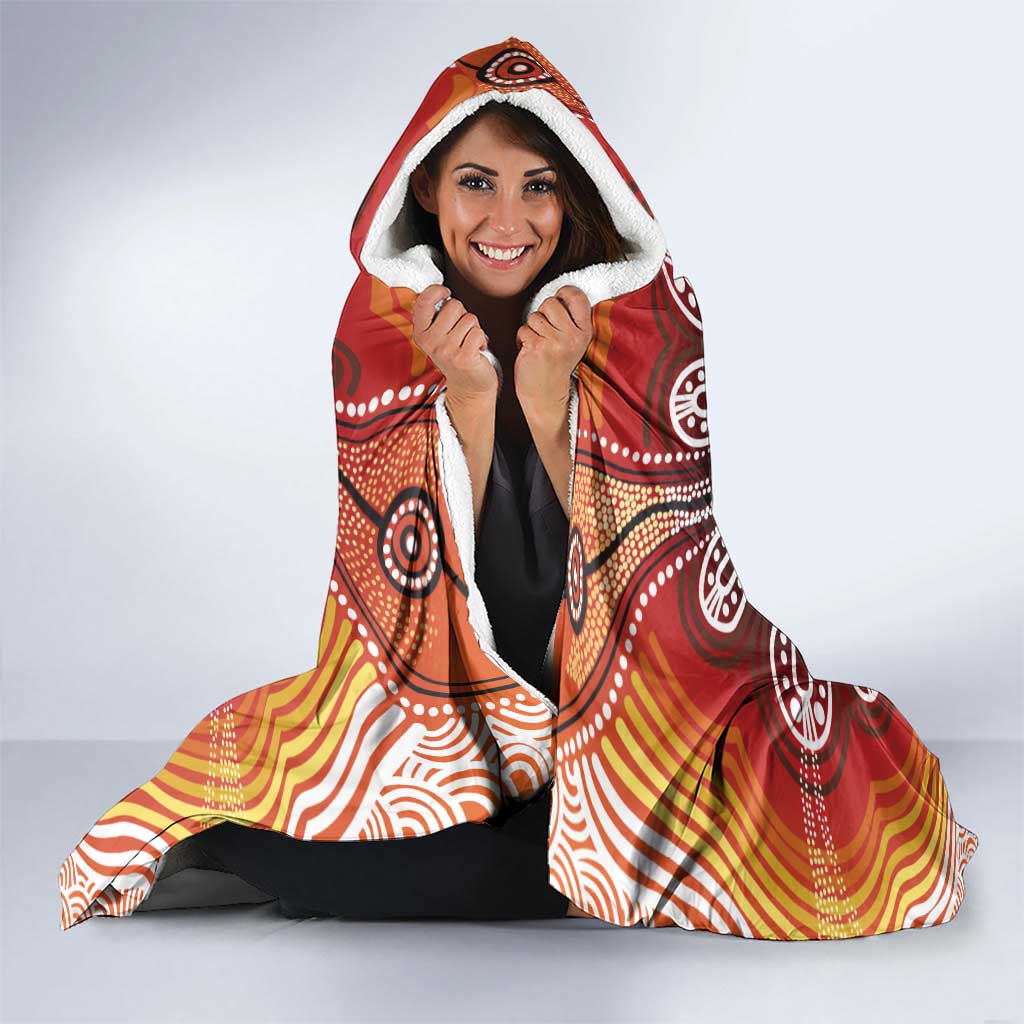 Indigenous Goanna Australia Hooded Blanket Aussie Uluru Ayers Rock Sturt's Desert Pea