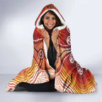 Indigenous Goanna Australia Hooded Blanket Aussie Uluru Ayers Rock Sturt's Desert Pea