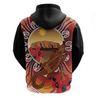 Indigenous Goanna Australia Hoodie Aussie Uluru Ayers Rock Sturt's Desert Pea