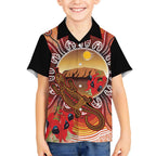 Indigenous Goanna Australia Kid Hawaiian Shirt Aussie Uluru Ayers Rock Sturt's Desert Pea