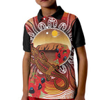 Indigenous Goanna Australia Kid Polo Shirt Aussie Uluru Ayers Rock Sturt's Desert Pea