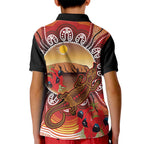 Indigenous Goanna Australia Kid Polo Shirt Aussie Uluru Ayers Rock Sturt's Desert Pea
