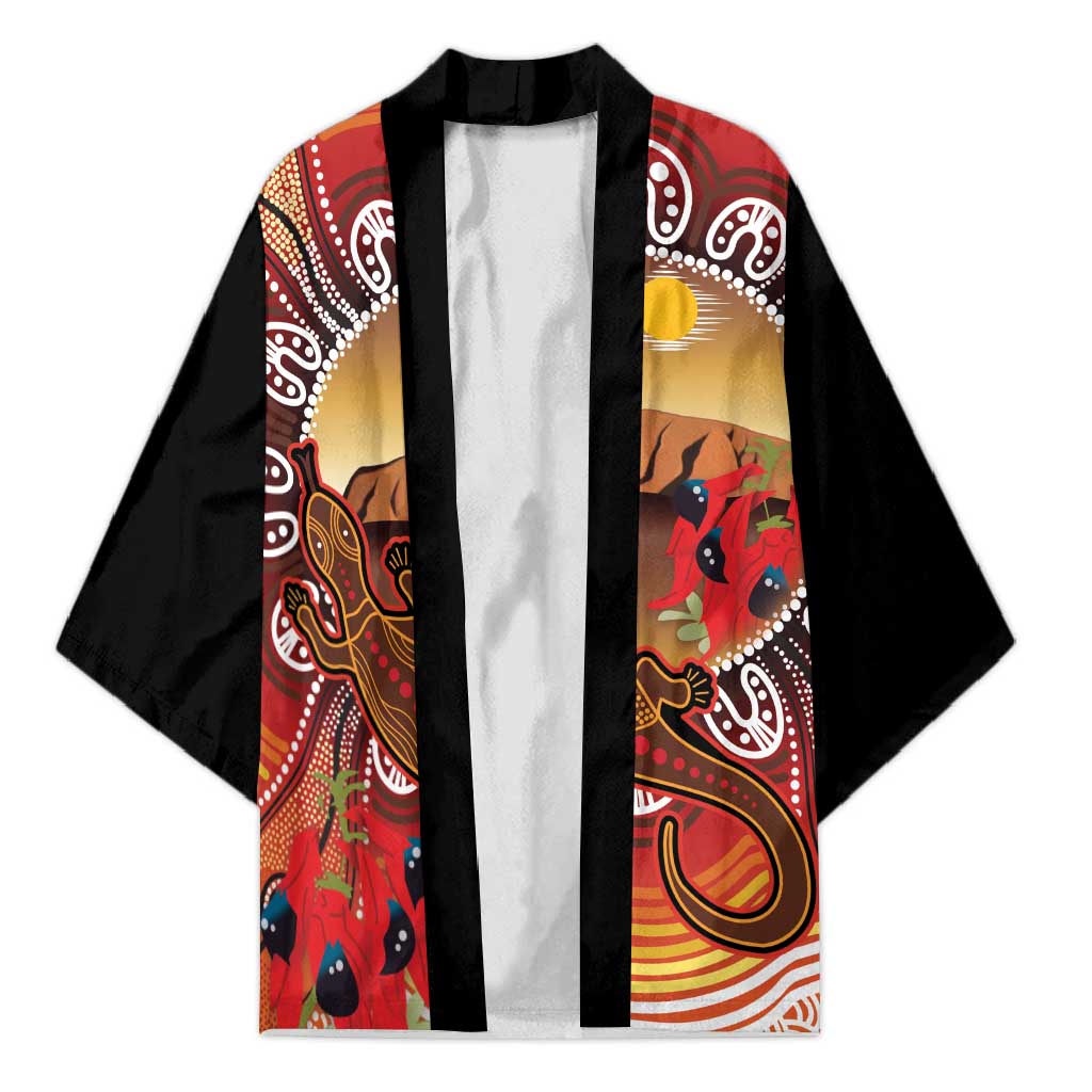 Indigenous Goanna Australia Kimono Aussie Uluru Ayers Rock Sturt's Desert Pea