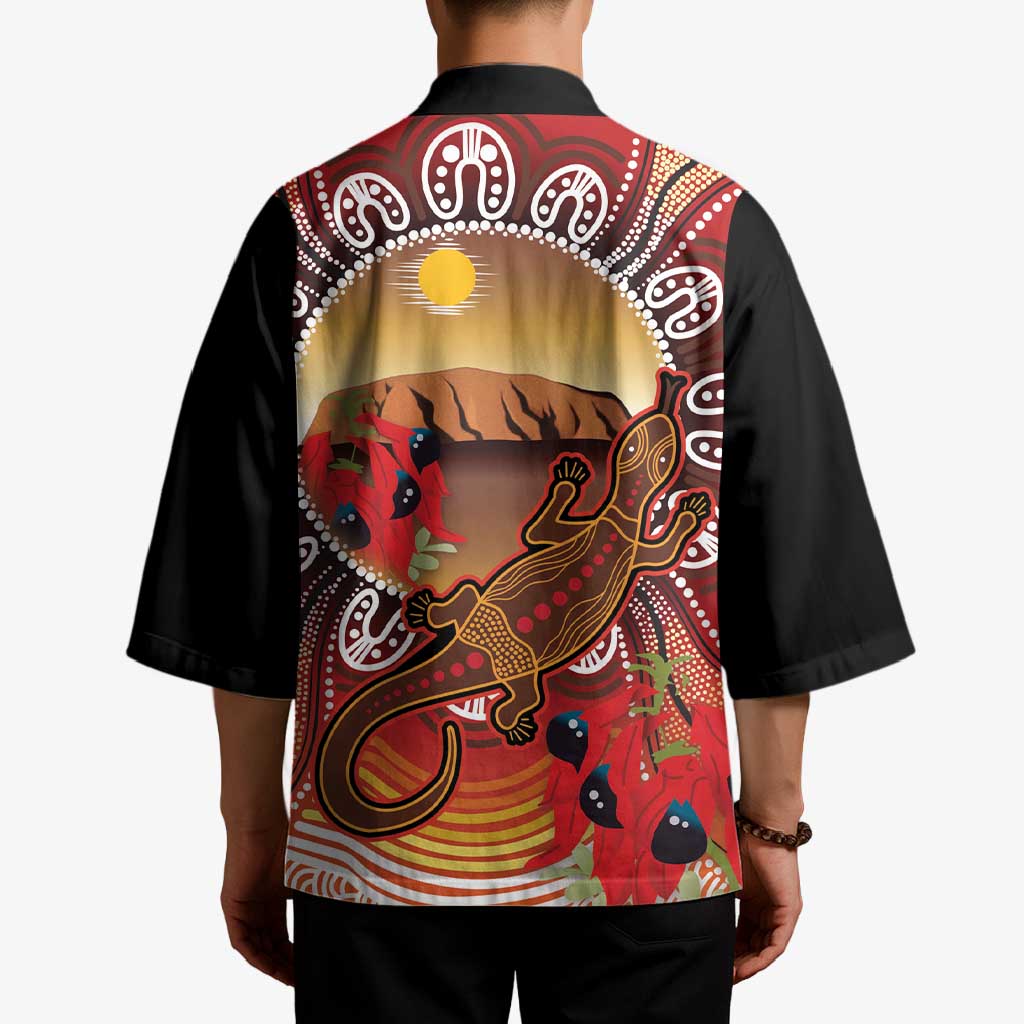 Indigenous Goanna Australia Kimono Aussie Uluru Ayers Rock Sturt's Desert Pea