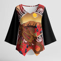 Indigenous Goanna Australia Kimono Sleeve Blouse Aussie Uluru Ayers Rock Sturt's Desert Pea