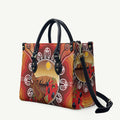 Indigenous Goanna Australia Leather Bag Aussie Uluru Ayers Rock Sturt's Desert Pea