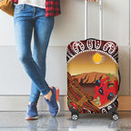 Indigenous Goanna Australia Luggage Cover Aussie Uluru Ayers Rock Sturt's Desert Pea