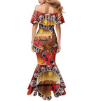 Indigenous Goanna Australia Mermaid Dress Aussie Uluru Ayers Rock Sturt's Desert Pea