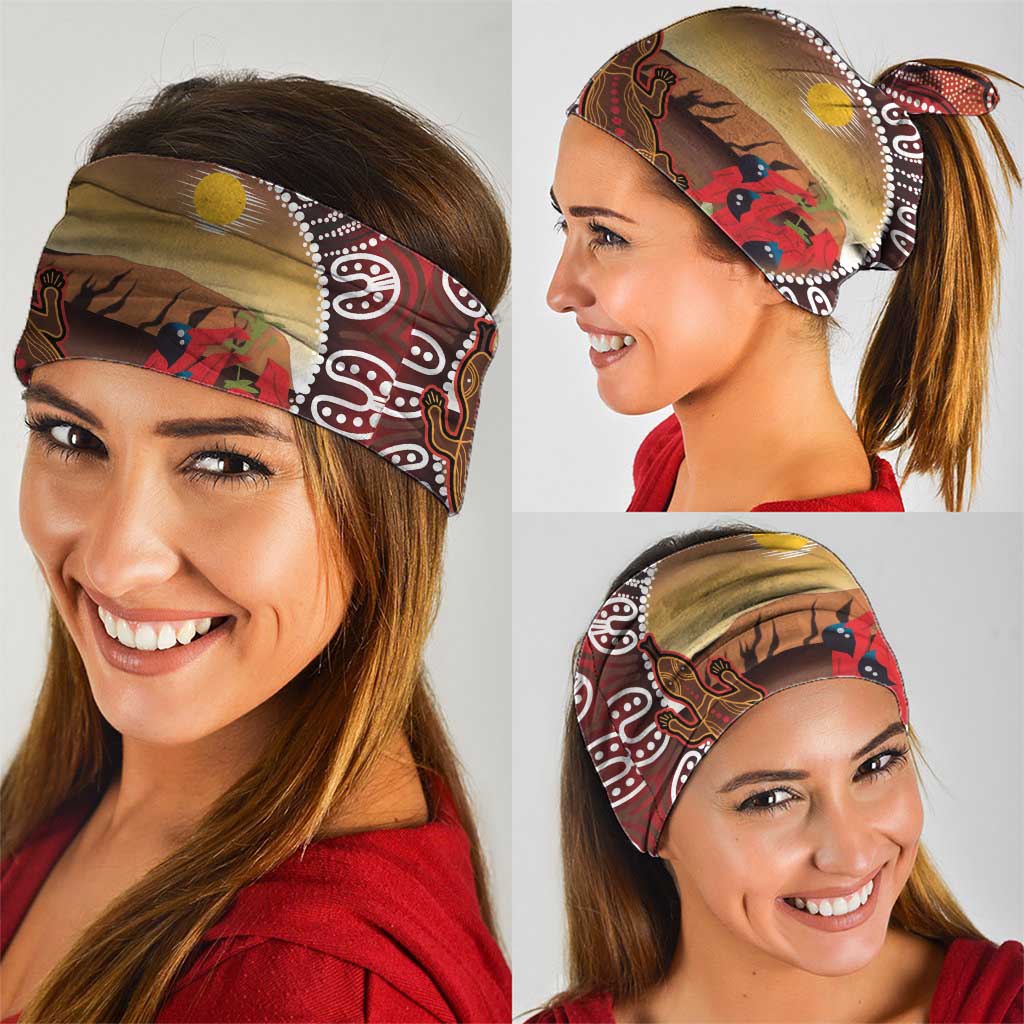 Indigenous Goanna Australia Neck Gaiter Aussie Uluru Ayers Rock Sturt's Desert Pea
