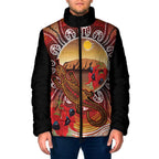 Indigenous Goanna Australia Padded Jacket Aussie Uluru Ayers Rock Sturt's Desert Pea