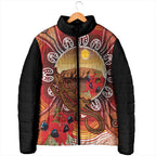 Indigenous Goanna Australia Padded Jacket Aussie Uluru Ayers Rock Sturt's Desert Pea