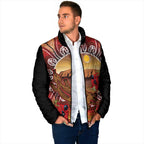 Indigenous Goanna Australia Padded Jacket Aussie Uluru Ayers Rock Sturt's Desert Pea
