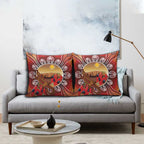 Indigenous Goanna Australia Pillow Cover Aussie Uluru Ayers Rock Sturt's Desert Pea