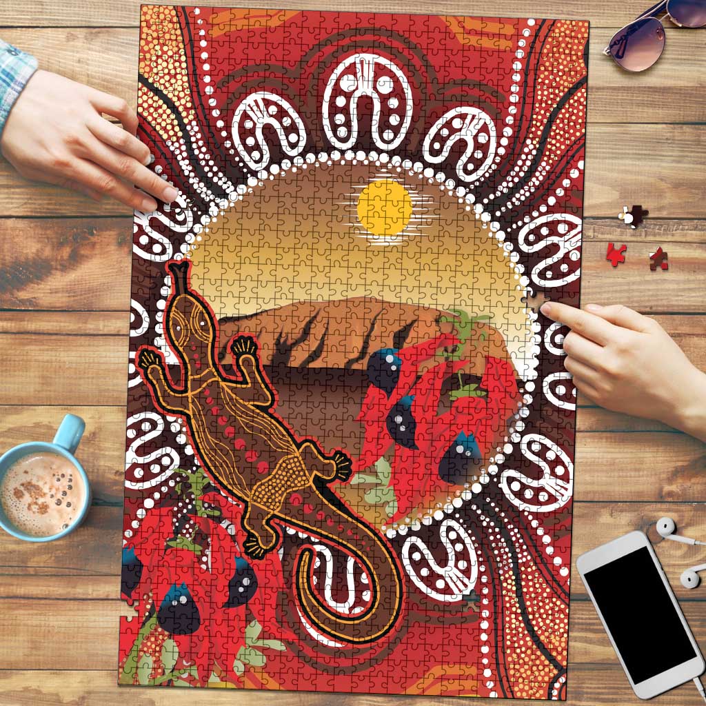 Indigenous Goanna Australia Puzzle Aussie Uluru Ayers Rock Sturt's Desert Pea