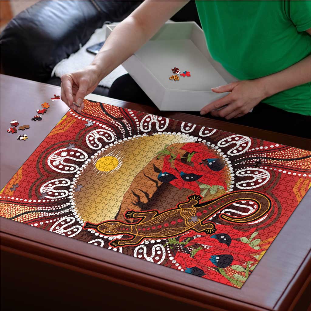 Indigenous Goanna Australia Puzzle Aussie Uluru Ayers Rock Sturt's Desert Pea