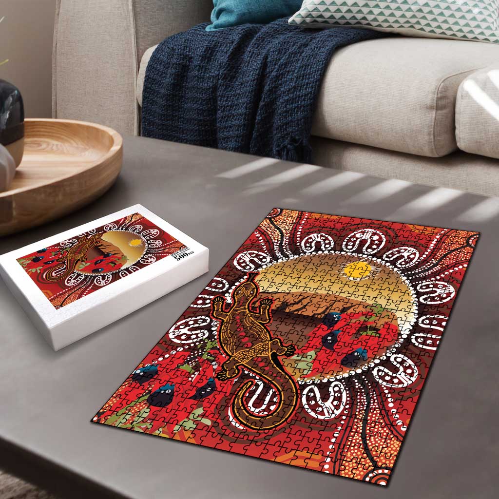 Indigenous Goanna Australia Puzzle Aussie Uluru Ayers Rock Sturt's Desert Pea