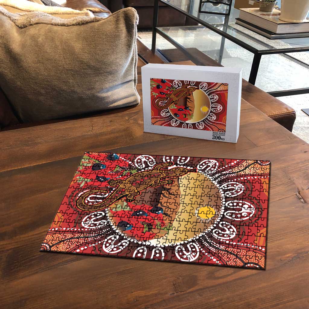 Indigenous Goanna Australia Puzzle Aussie Uluru Ayers Rock Sturt's Desert Pea