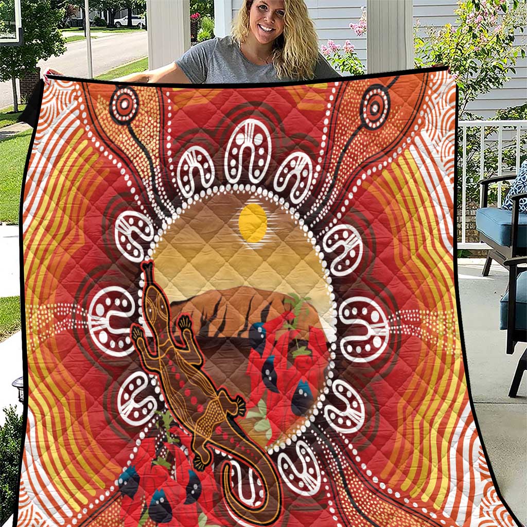 Indigenous Goanna Australia Quilt Aussie Uluru Ayers Rock Sturt's Desert Pea