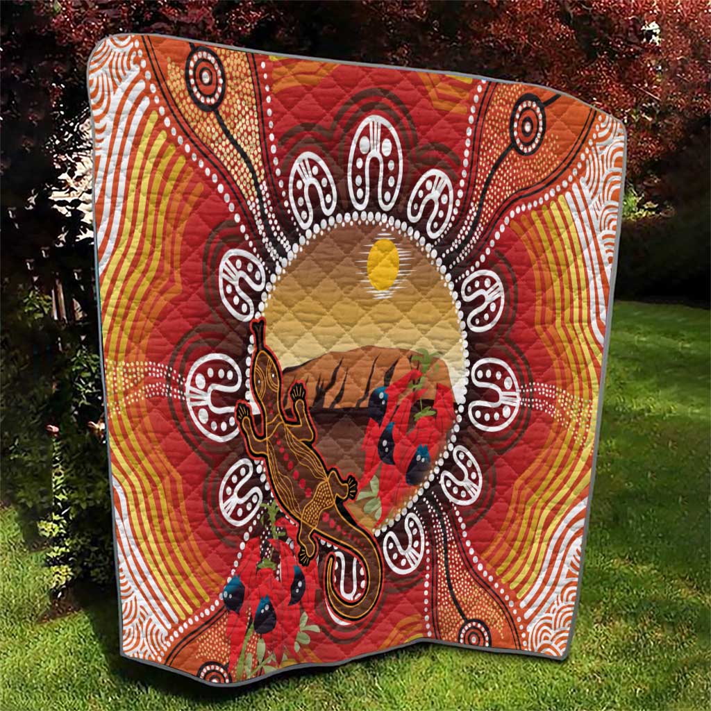 Indigenous Goanna Australia Quilt Aussie Uluru Ayers Rock Sturt's Desert Pea
