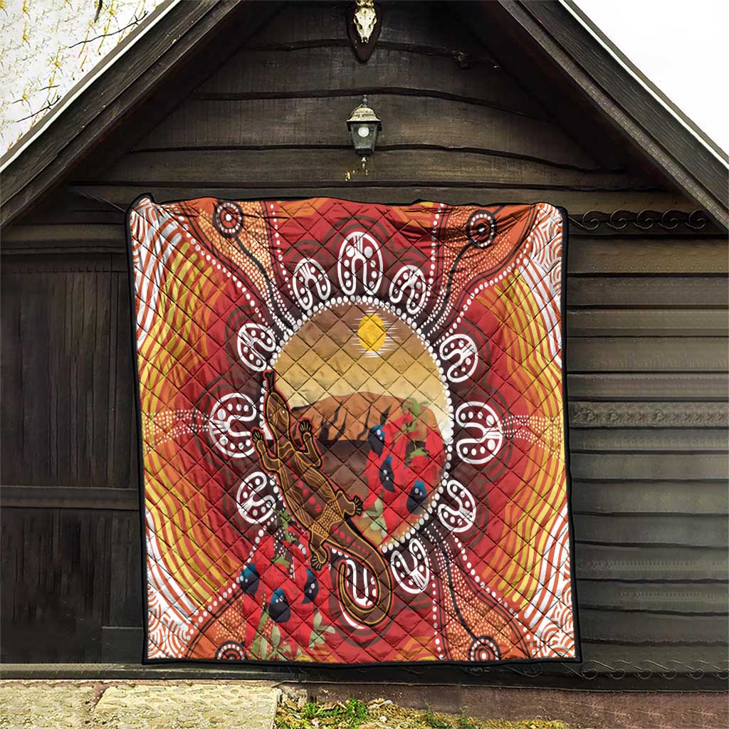 Indigenous Goanna Australia Quilt Aussie Uluru Ayers Rock Sturt's Desert Pea