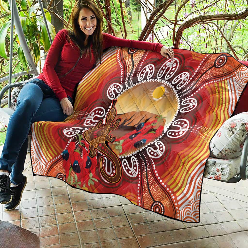 Indigenous Goanna Australia Quilt Aussie Uluru Ayers Rock Sturt's Desert Pea
