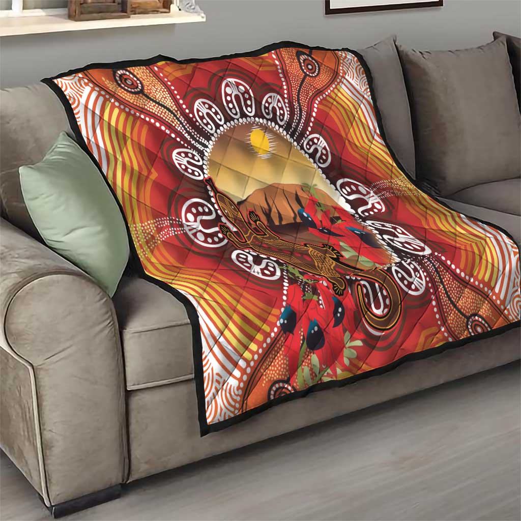 Indigenous Goanna Australia Quilt Aussie Uluru Ayers Rock Sturt's Desert Pea