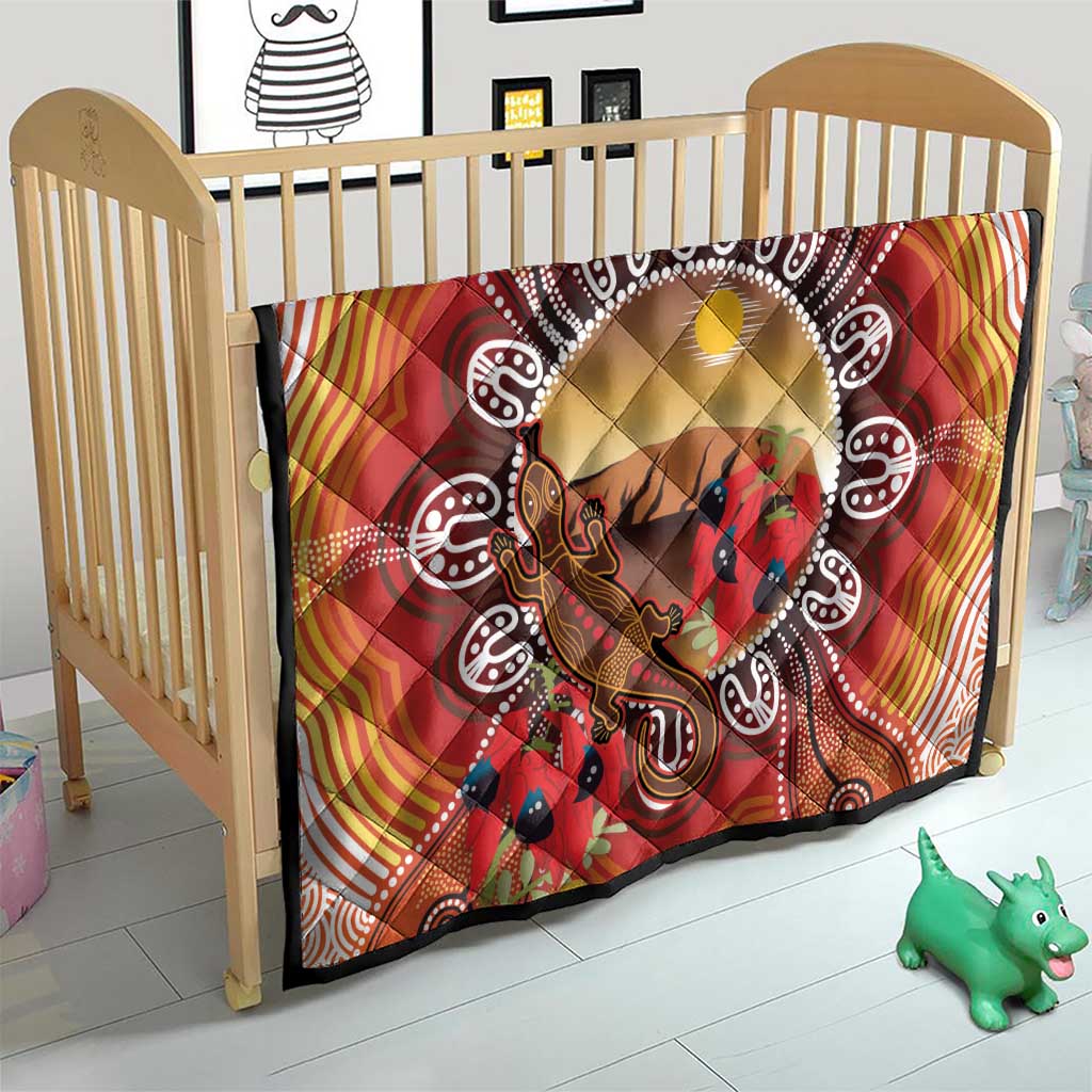 Indigenous Goanna Australia Quilt Aussie Uluru Ayers Rock Sturt's Desert Pea