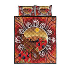 Indigenous Goanna Australia Quilt Bed Set Aussie Uluru Ayers Rock Sturt's Desert Pea