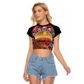 Indigenous Goanna Australia Raglan Cropped T Shirt Aussie Uluru Ayers Rock Sturt's Desert Pea
