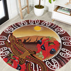 Indigenous Goanna Australia Round Carpet Aussie Uluru Ayers Rock Sturt's Desert Pea