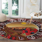 Indigenous Goanna Australia Round Carpet Aussie Uluru Ayers Rock Sturt's Desert Pea