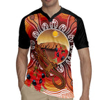 Indigenous Goanna Australia Rugby Jersey Aussie Uluru Ayers Rock Sturt's Desert Pea