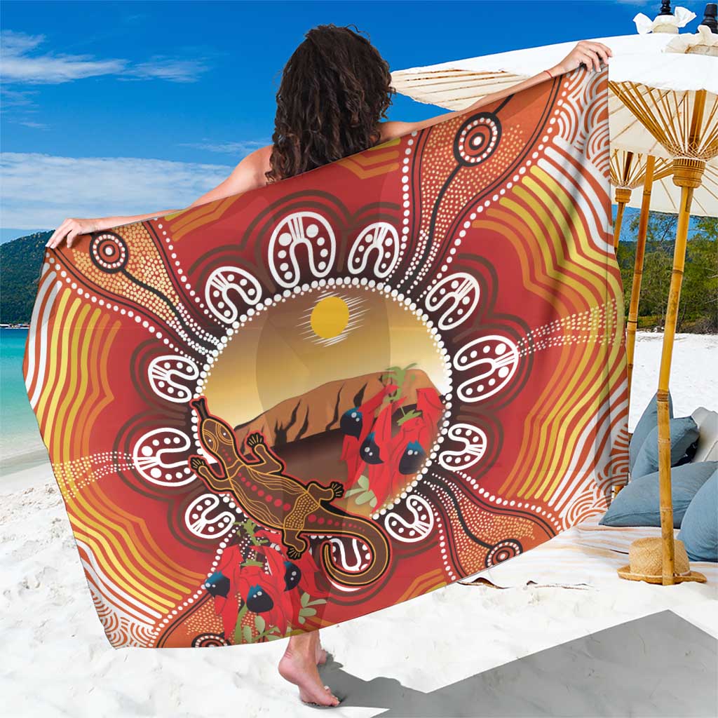 Indigenous Goanna Australia Sarong Aussie Uluru Ayers Rock Sturt's Desert Pea