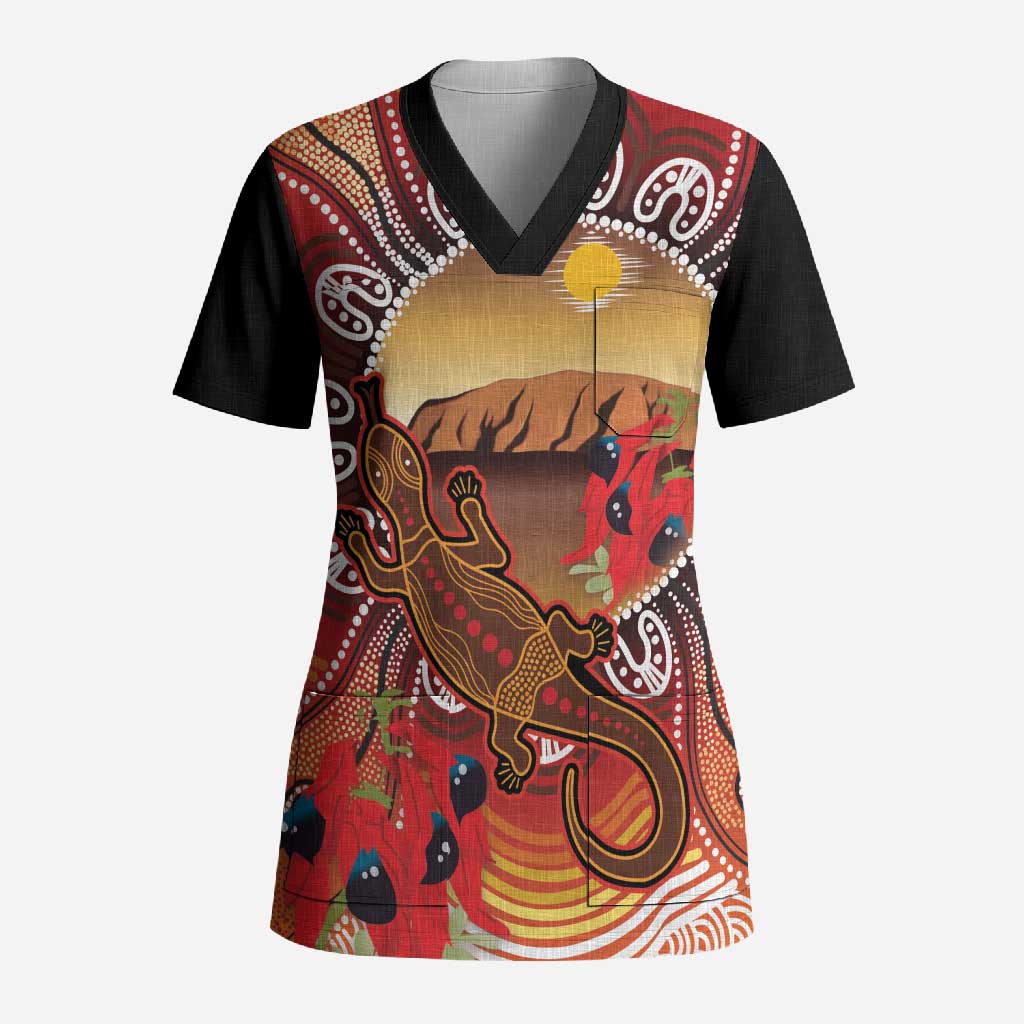 Indigenous Goanna Australia Scrub Top Aussie Uluru Ayers Rock Sturt's Desert Pea