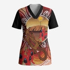 Indigenous Goanna Australia Scrub Top Aussie Uluru Ayers Rock Sturt's Desert Pea