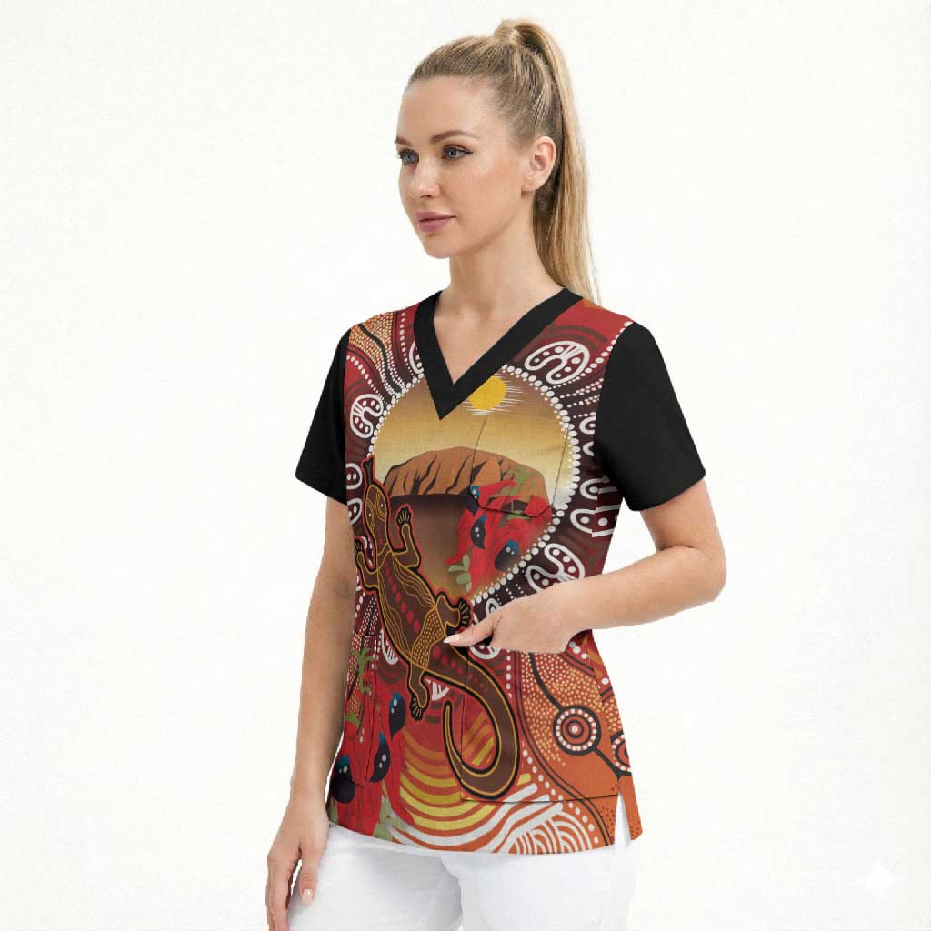 Indigenous Goanna Australia Scrub Top Aussie Uluru Ayers Rock Sturt's Desert Pea
