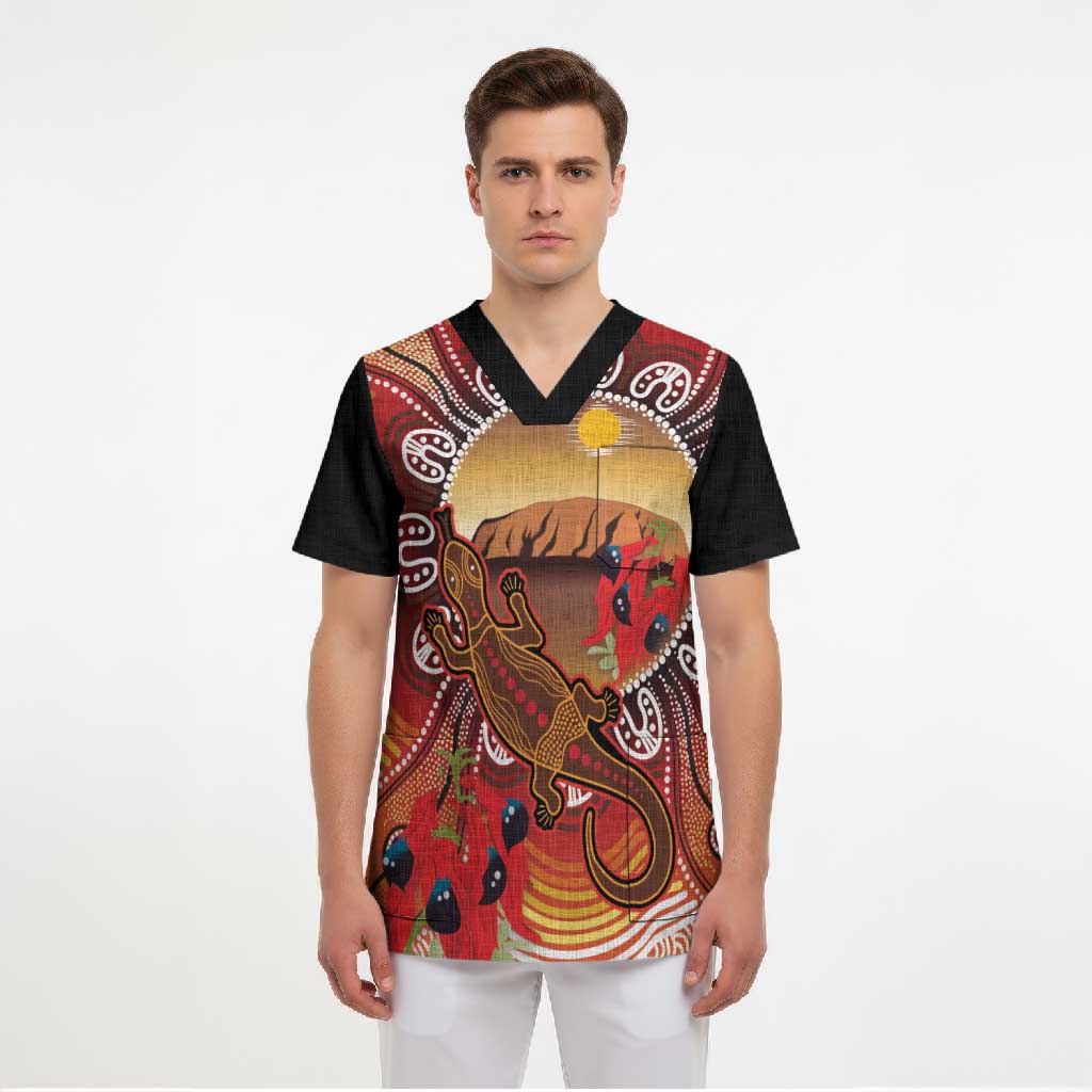 Indigenous Goanna Australia Scrub Top Aussie Uluru Ayers Rock Sturt's Desert Pea