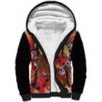 Indigenous Goanna Australia Sherpa Hoodie Aussie Uluru Ayers Rock Sturt's Desert Pea