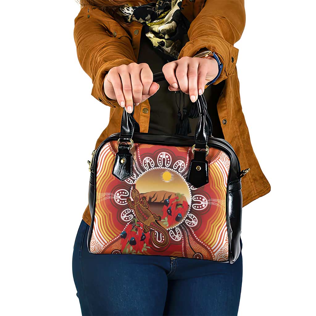 Indigenous Goanna Australia Shoulder Handbag Aussie Uluru Ayers Rock Sturt's Desert Pea