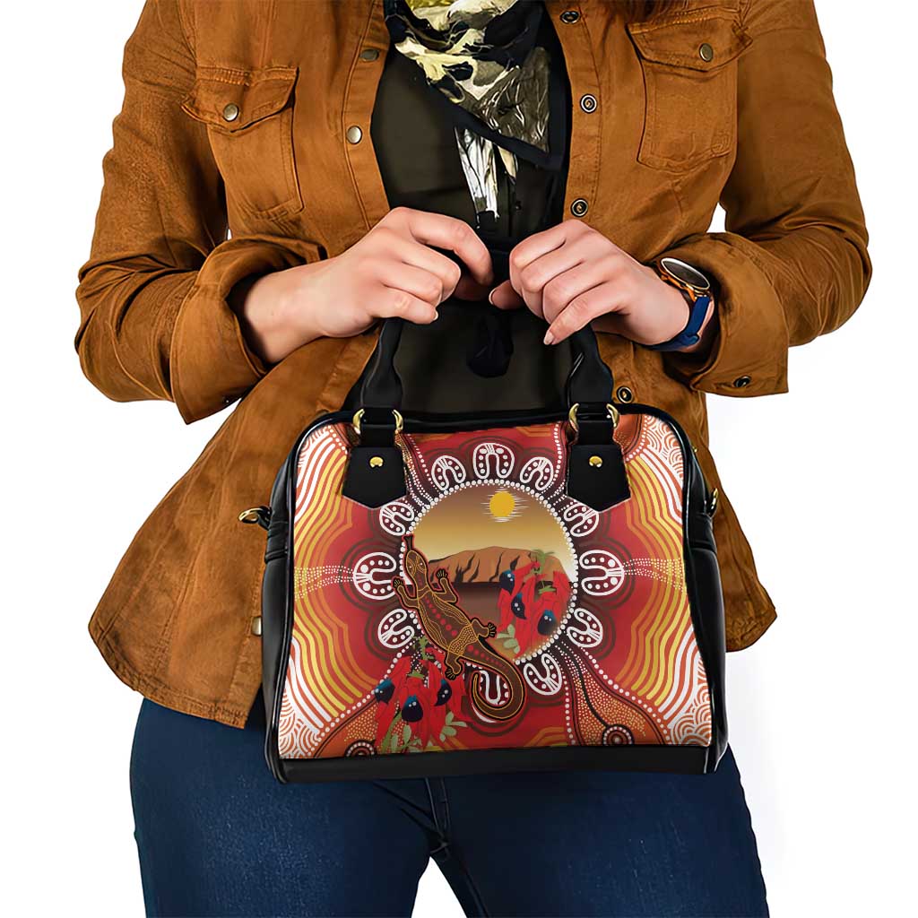 Indigenous Goanna Australia Shoulder Handbag Aussie Uluru Ayers Rock Sturt's Desert Pea