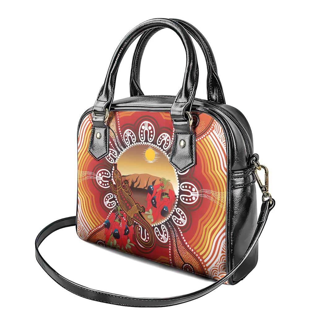 Indigenous Goanna Australia Shoulder Handbag Aussie Uluru Ayers Rock Sturt's Desert Pea